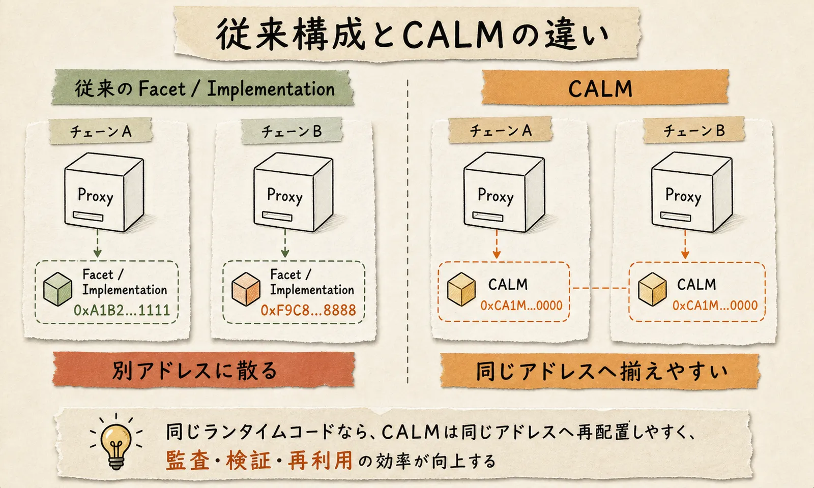 従来構成とCALMの比較