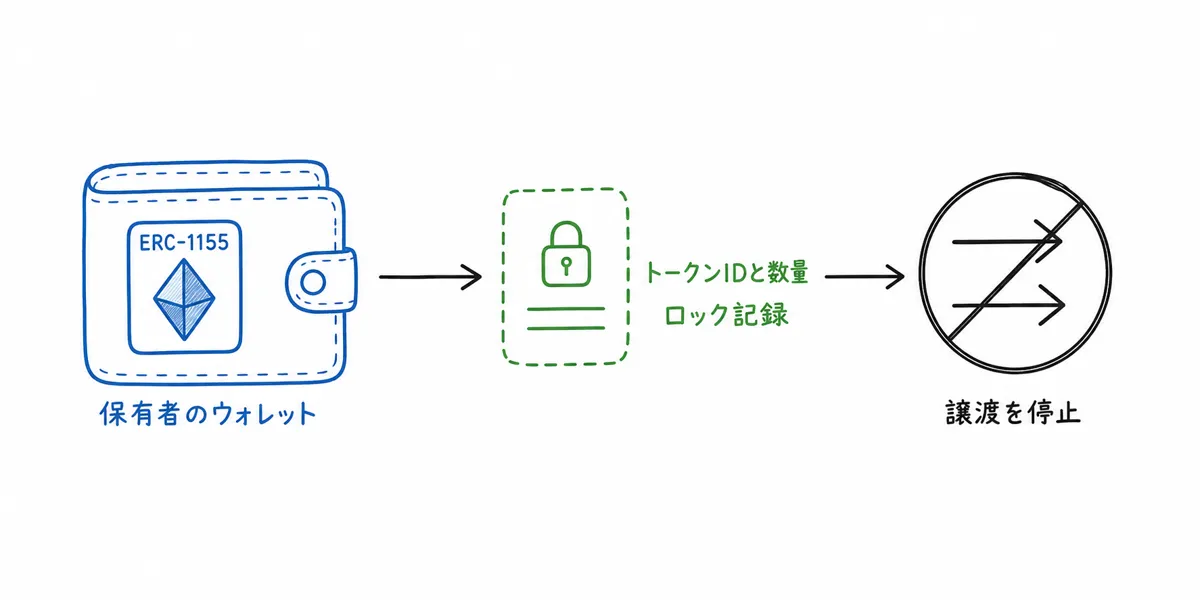 保有者のウォレットにNFTを残し、ロック記録によって譲渡を停止する関係